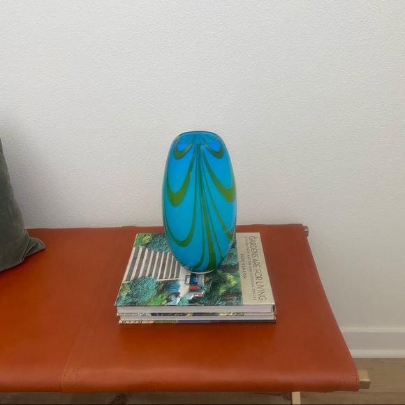 Anthropologie Art Deco Blue Pattern Vase - Picture 3 of 7